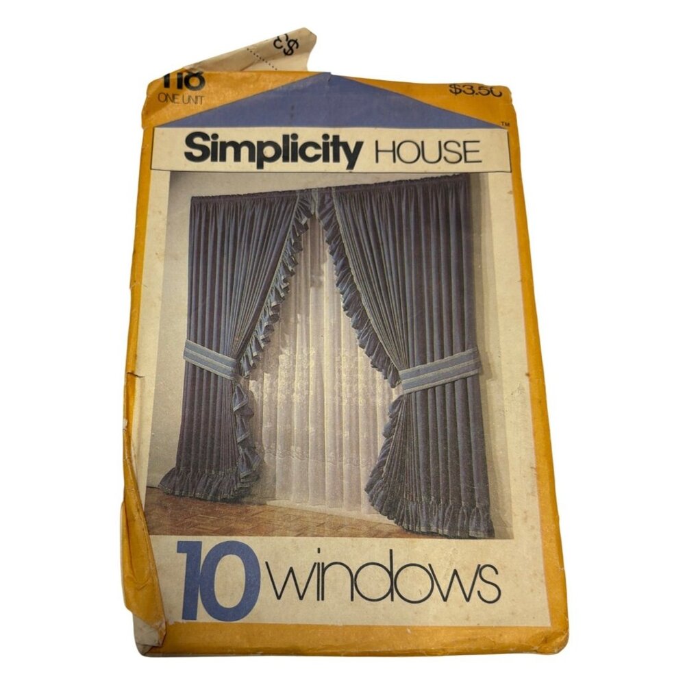 Simplicity House 10 Windows Treatment Curtain Pattern Sewing Instruction Kit